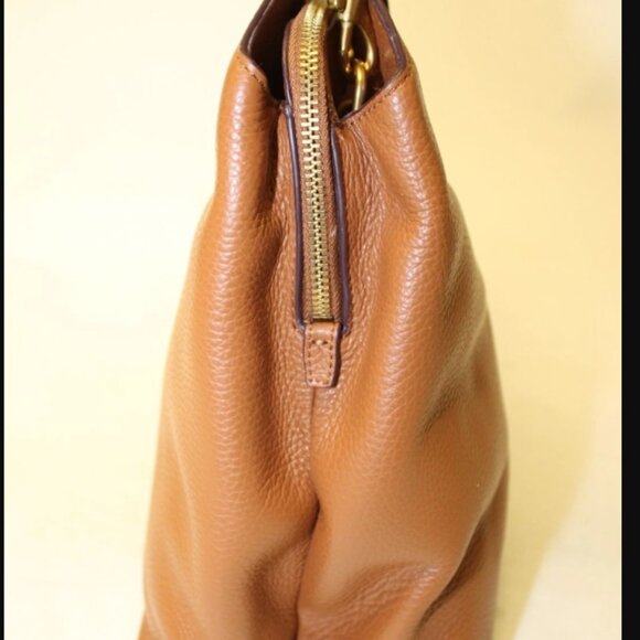 Banana Republic Carryall Bag Nutmeg Leather Hobo Tote Satchel - Picture 3 of 5